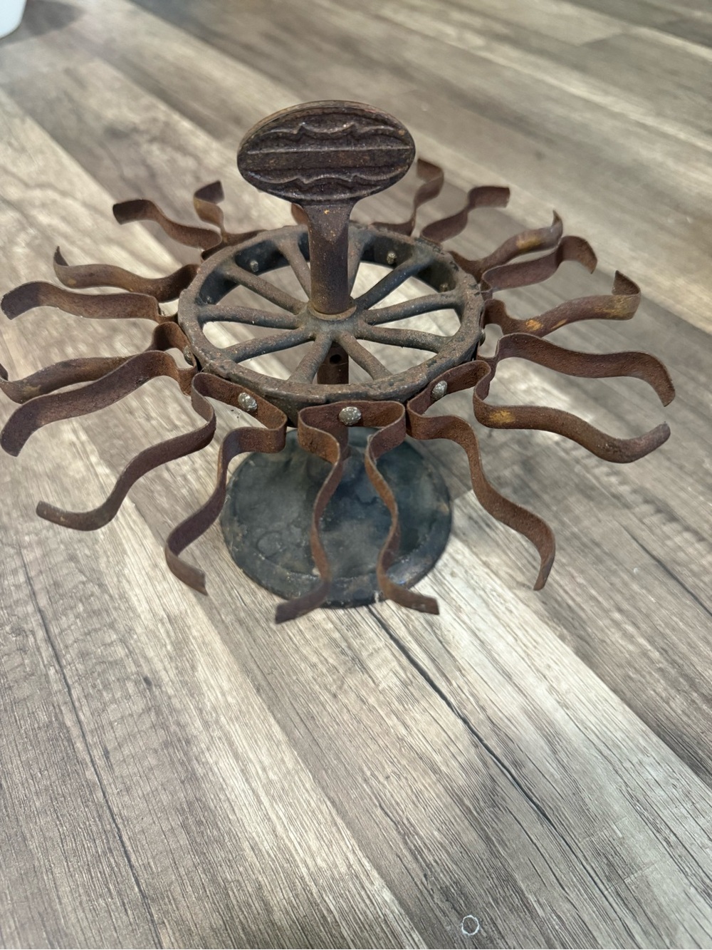 Vintage Cast Iron Rubber Stamp Holder with Spinning Carousel
